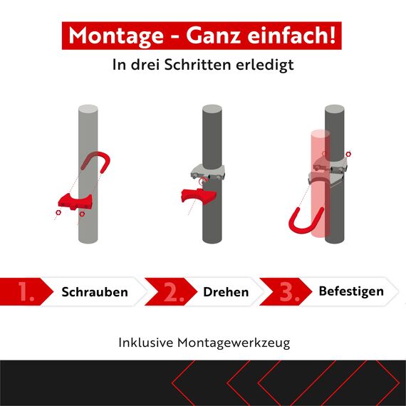 STORM-PROOF Sonnenschirmhalter Balkongeländer Hally 2er Set aus Metall für runde Geländer