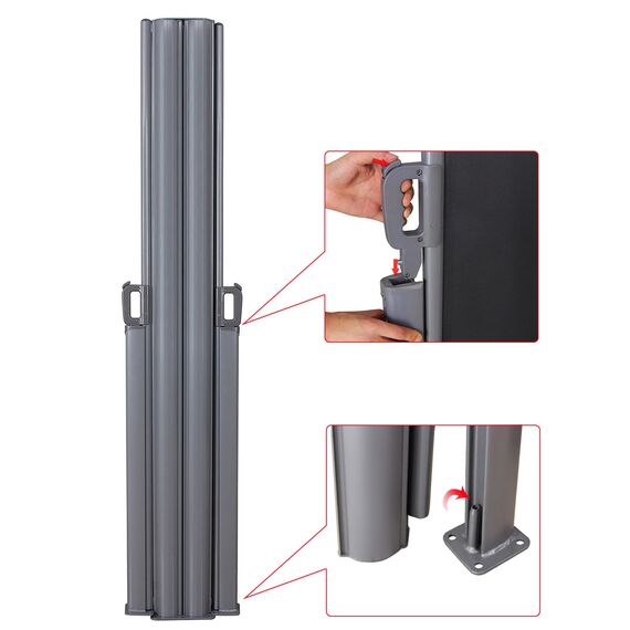 SONGMICS Doppelseitenmarkise, 1,6 x 6 m (H x L), ausziehbare Seitenmarkise, Sichtschutz, Sonnenschutz, Seitenrollo, für Balkon, Terrasse und Garten, anthrazit GSA320G