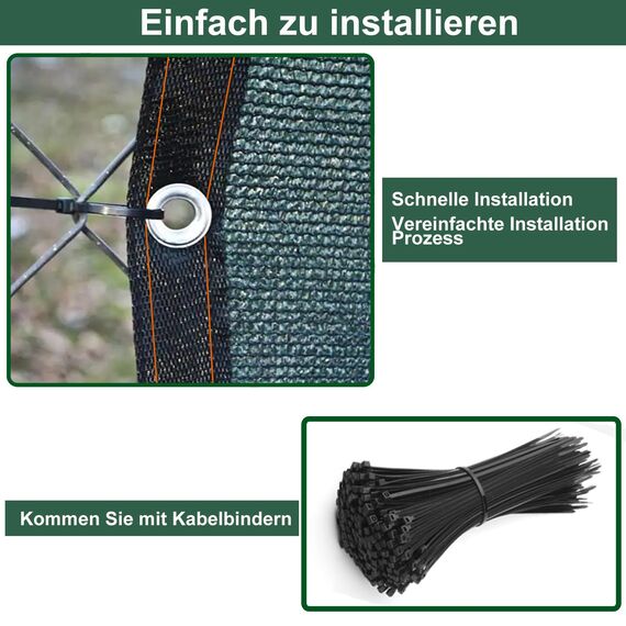 BeGrit Sichtschutz Zaunblende 2m x 5m Zaun Sichtschutz wetterfest Gartenzaun Windschutz 90% Beschattun HDPE Sonnenschutz Tennisblende Schattiernetz UV-resistent reißfest mit Löcher Kabelbinder grün