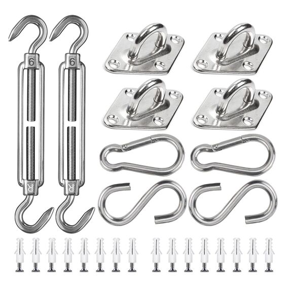 ZFYQ Sonnensegel Befestigung Kit, 42Pcs Markisenzubehör aus Edelstahl für Rechteckige und Quadratische Sonnensegel, M6