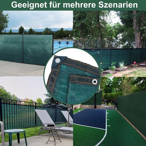 BeGrit Sichtschutz Zaunblende 2m x 5m Zaun Sichtschutz wetterfest Gartenzaun Windschutz 90% Beschattun HDPE Sonnenschutz Tennisblende Schattiernetz UV-resistent reißfest mit Löcher Kabelbinder grün