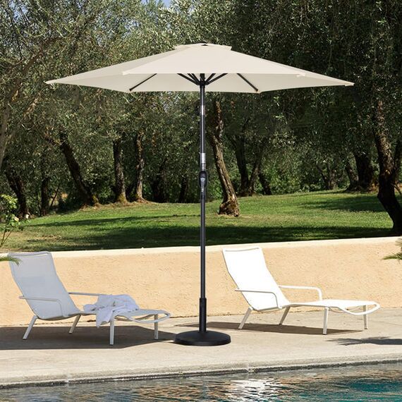 Angel Living Sonnenschirm Ø 300 cm Gartenschirm Marktschirm Terrassenschirm Taupe Rund Sonneschirm UV50+ Creme