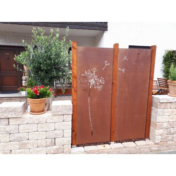 prima terra Deko- und Sichtschutzelement Edelrost Pusteblume H=158cm B=60cm