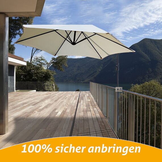 4smile Sonnenschirmhalter Balkongeländer 2er Set – Aluminium Sonnenschirm Balkon Halterung - Schirmhalterung SunnyStar, Kraftprotz mit funktionalem Design, ideal für große Sonnenschirme