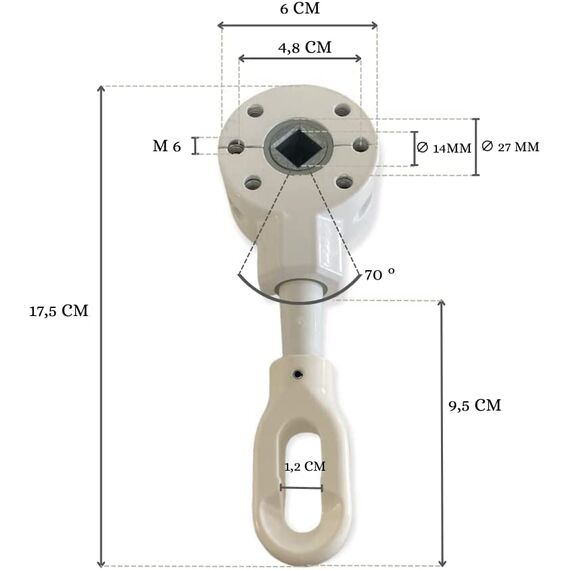 TENDAGGIMANIA Schneckengetriebe für Markisen - schnell und universell, Braun, Untersetzung 3:1