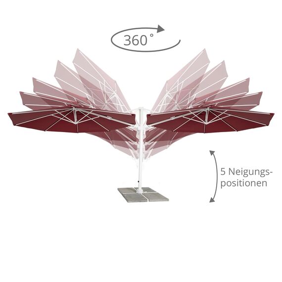 paramondo parapenda Sonnenschirm Ampelschirm aus 230 g/㎡ Polyesterfaser, Rund, Ø 3,5 m, 360° Schwenkbar, Kurbelbedienung, Grau, Stahl-Standkreuz und Gestell in Anthrazit, 20.6kg