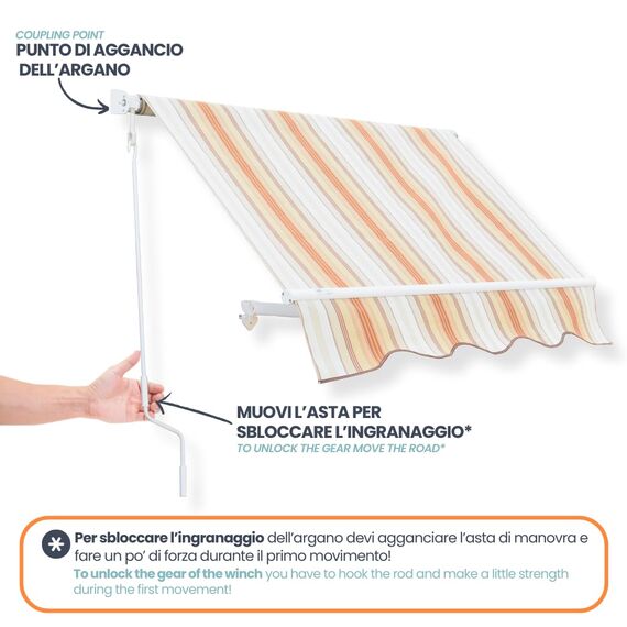 TENDAGGIMANIA Schneckengetriebe für Markisenkurbel mit manueller Bewegung über Markisenkurbel- Farbe BRAUN - Untersetzung 7:1 (mit 7 Umdrehungen rollt 1 Meter Stoff)- Getriebe für Markisen