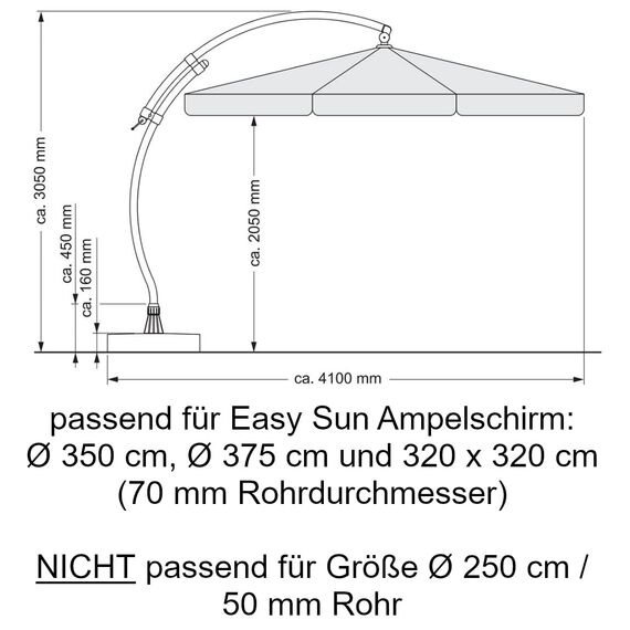 Sun Garden Ersatzbezug zum Easy, meliert, 100 prozent Polypropylen, Stoff B055, Durchmesser 350 cm, grau