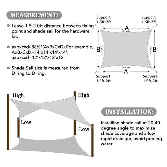 Shade&Beyond Sonnensegel, rechteckig, gebogen, 30,5 x 40,6 cm, Sonnenschutz, lichtgrau, lichtgrau, Sonnenschutz, durchlässig, für Terrassen, Hinterhof, Deck (wir Stellen individuelle Größen her)