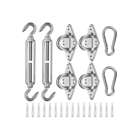 ZFYQ Befestigungsset für Sonnensegel, 40 Stücks, Edelstahl-Halterung, passt für Rechteck- und Dreiecksseile, M5