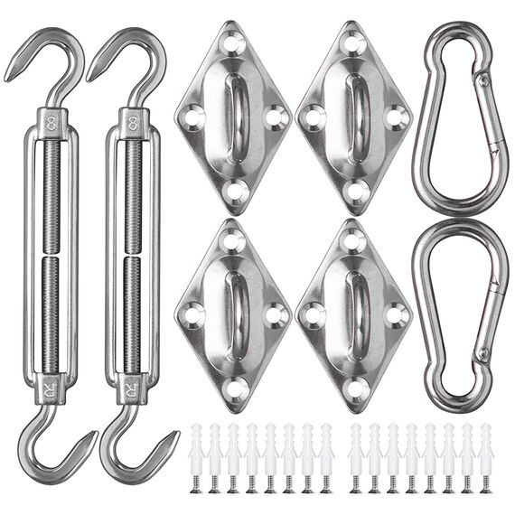 ZFYQ Sonnensegel Befestigung Kit, 40Pcs Markisenzubehör aus Edelstahl für Rechteckige und Quadratische Sonnensegel, M8