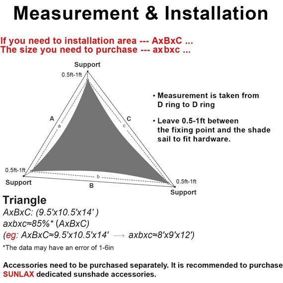 SUNLAX Sonnensegel, 33 x 33 x 33 m, Dunkelgrau (Grau), dreieckiges Baldachin, Sonnenschutz, Sonnensegel, UV-blockierende Canovas-Abdeckungen