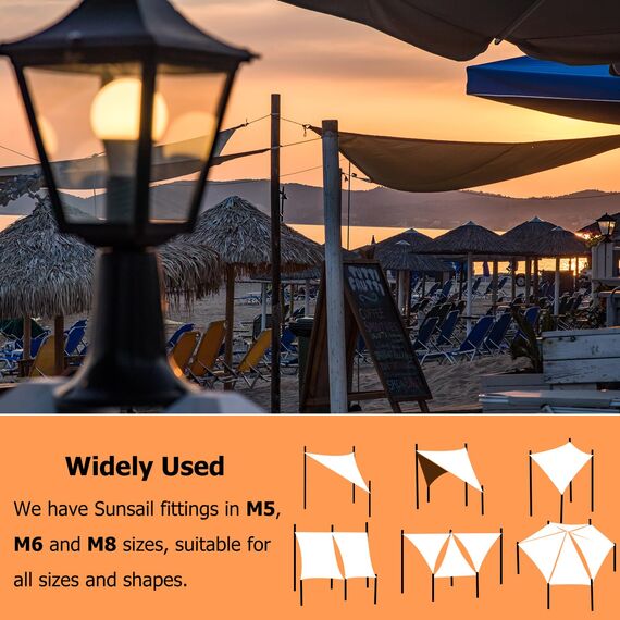 ZFYQ Sonnensegel Befestigung Kit, M5 Edelstahl Sonnensegel Befestigungsset, Sonnensegel Spanner Zubehör Montage Aufbau Set für Viereck und Dreieck Garten 44 STK