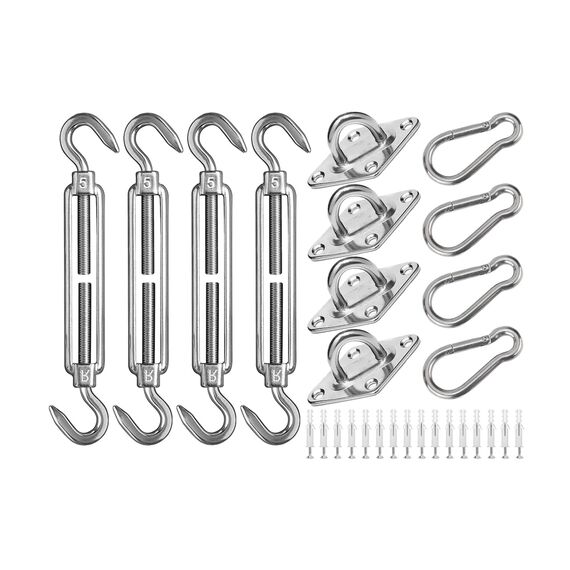 ZFYQ Sonnensegel Befestigung Kit, M5 Edelstahl Sonnensegel Befestigungsset, Sonnensegel Spanner Zubehör Montage Aufbau Set für Viereck und Dreieck Garten 44 STK