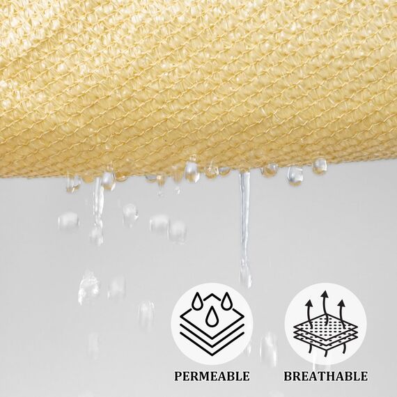 Shade&Beyond Sonnensegel, rechteckig, 3,4 x 4,1 m, Sonnensegel, Sand, Sonnenschutz für Terrassen