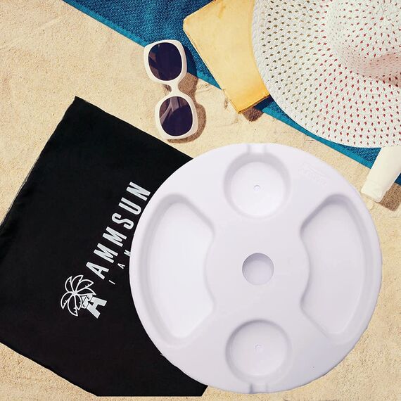 AMMSUN Sonnenschirmtisch aus Kunststoff mit 4 Becherhaltern, Weiß 12 Inch weiß