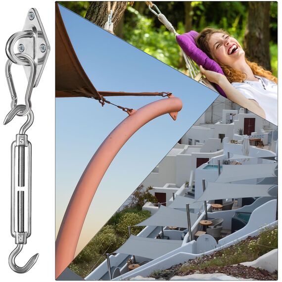 ZFYQ Befestigungsset für Sonnensegel, 40 Stücks, Edelstahl-Halterung, passt für Rechteck- und Dreiecksseile, M5