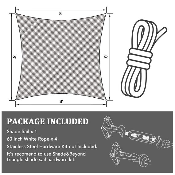 Shade&Beyond Sonnensegel, rechteckig, gebogen, 30,5 x 40,6 cm, Sonnenschutz, lichtgrau, lichtgrau, Sonnenschutz, durchlässig, für Terrassen, Hinterhof, Deck (wir Stellen individuelle Größen her)