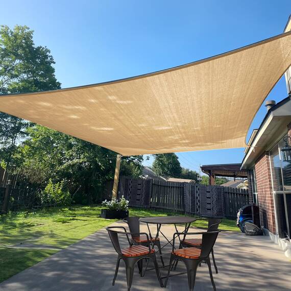 Sunlax, Sonnensegel rechteckig 2,4 m x 3,7 m, sandfarben – UV-blockierendes, atmungsaktives Sonnenschutzsegel für Terrasse und Garten