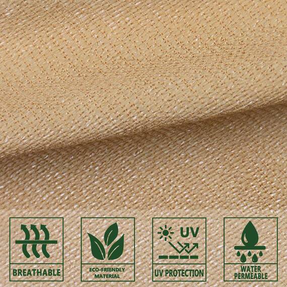 Sunlax, Sonnensegel, 4,9 m x 4,9 m x 4,9 m – sandfarbenes dreieckiges Sonnenschutzsegel, UV-blockierend und atmungsaktiv, für Terrasse und Garten