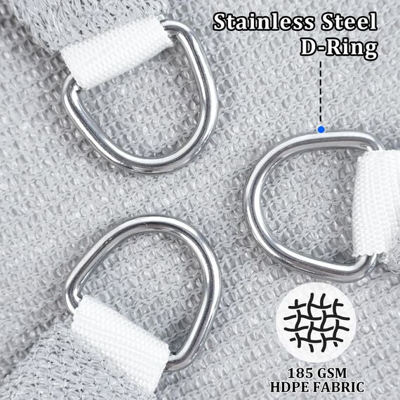 Shade&Beyond Sonnensegel, quadratisch, 3 x 3 m, Sonnenschutz, UV-Block, für Terrasse, Hof, Hinterhof, Hellgrau (wir Stellen individuelle Größen her)