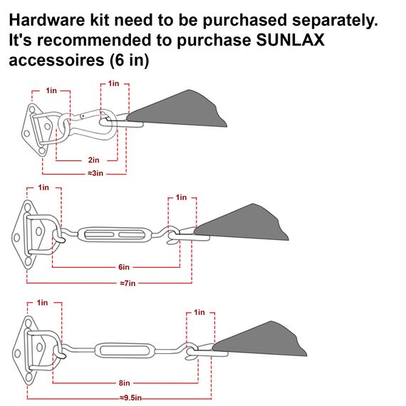 SUNLAX Sonnensegel, 40,6 x 40,6 x 40,6 cm, dreieckig, für Außenbereich, Terrasse, Pergola, Sonnenschutz, UV-blockierende Segeltuchabdeckungen