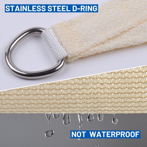 SUNLAX Sonnensegel, 40,6 x 50,8 cm, Buttercreme, rechteckig, UV-Block, durchlässiger Sonnenschutz, für den Außenbereich, Terrasse, Hinterhof (wir stellen individuelle Größen her)