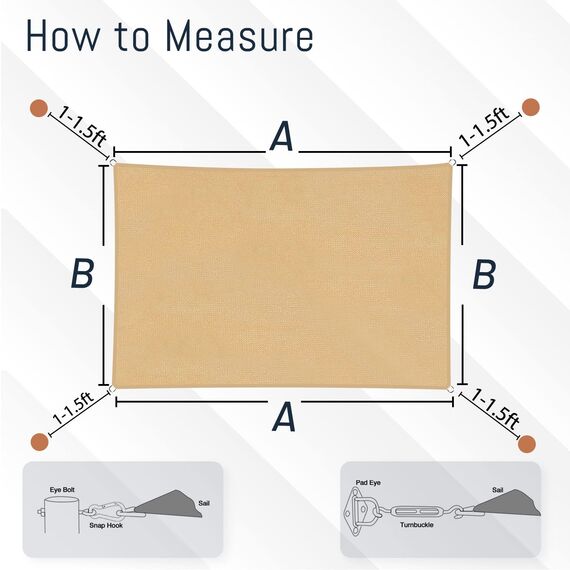 SUNLAX Sonnensegel, 1,8 m x 3,4 m, Sand, gerade, rechteckig, für Außenbereich, Terrasse, Pergola, Abdeckung, Sonnensegel, UV-blockierende Canovas-Abdeckungen