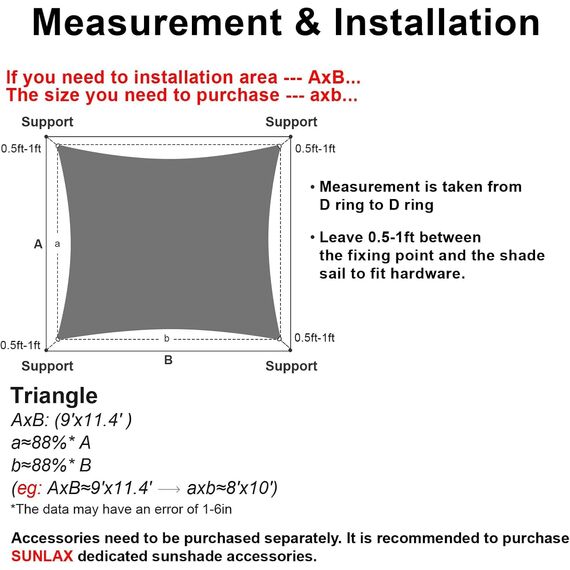 SUNLAX Sonnensegel, 2,4 x 3,4 m, rot, rechteckig, für Außenbereich, Terrasse, Pergola, Sonnenschutz, UV-blockierende Leinwandabdeckungen