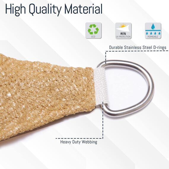 SUNLAX Sonnensegel, 2,4 x 30,5 cm, Sand, gerade, rechteckig, für Außenbereich, Terrasse, Pergola, Abdeckung, Sonnensegel, UV-blockierende Canovas-Abdeckungen