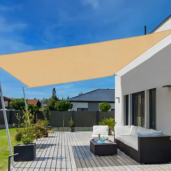 SUNLAX Sonnensegel, 1,8 m x 3,4 m, Sand, gerade, rechteckig, für Außenbereich, Terrasse, Pergola, Abdeckung, Sonnensegel, UV-blockierende Canovas-Abdeckungen