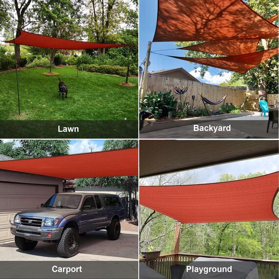 SUNLAX Sonnensegel, 2,4 x 3,4 m, rot, rechteckig, für Außenbereich, Terrasse, Pergola, Sonnenschutz, UV-blockierende Leinwandabdeckungen