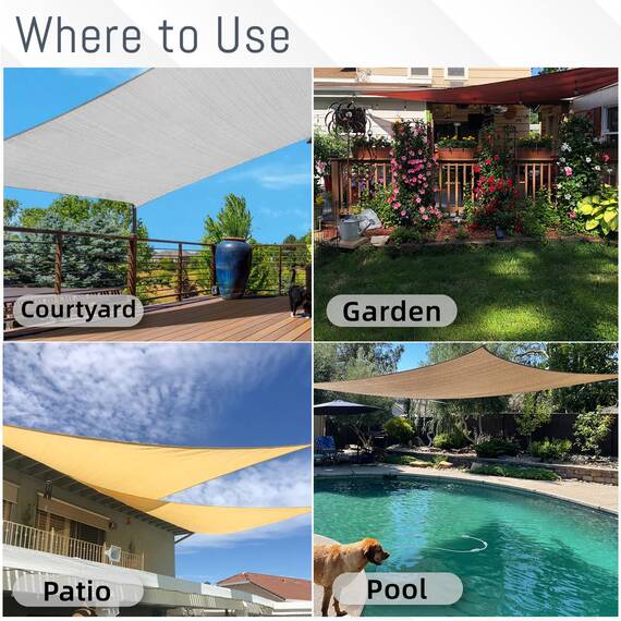 SUNLAX Sonnensegel, rechteckig, gerade, für den Außenbereich, 2,4 x 3 m, Dunkelgrau (Anthrazit), für Terrasse, Pergola, Sonnensegel, UV-Schutz