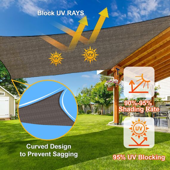 Sunlax, Sonnensegel dreieckig, 6,1 m x 6,1 m x 6,1 m, braun – UV-blockierendes, atmungsaktives Sonnenschutzsegel für Terrasse und Garten