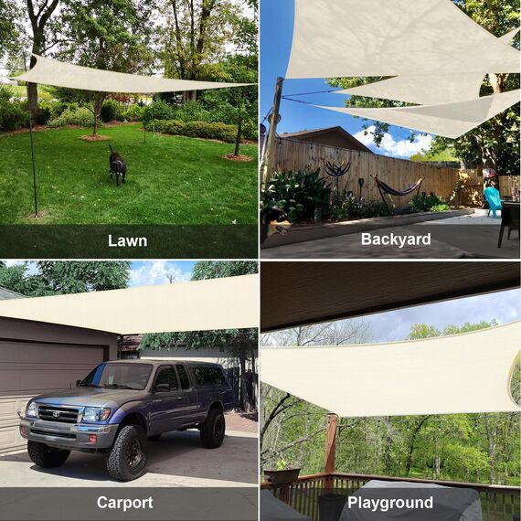 SUNLAX Sonnensegel, 2,4 x 3,4 m, Beige, rechteckig, für Außenbereich, Terrasse, Pergola, Sonnenschutz, UV-blockierende Leinwandabdeckungen