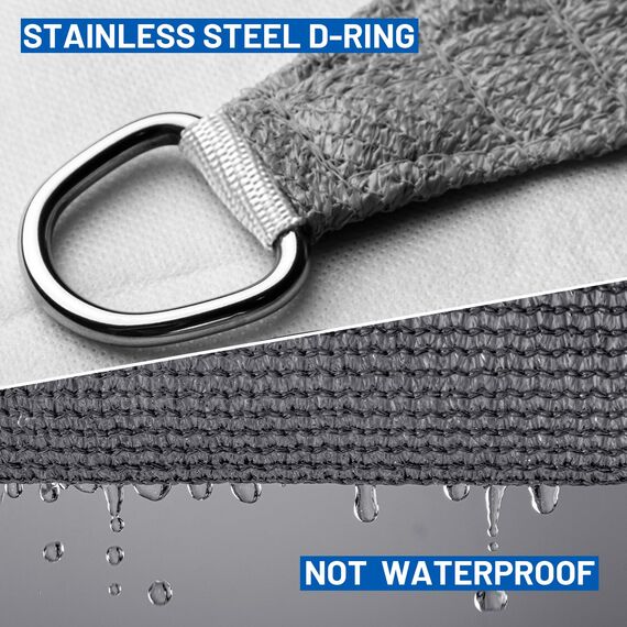 SUNLAX Sonnensegel, 1,8 x 2,7 m, Dunkelgrau (Grau), rechteckig, für Außenbereich, Terrasse, Pergola, Sonnenschutz, UV-blockierende Leinwandabdeckungen