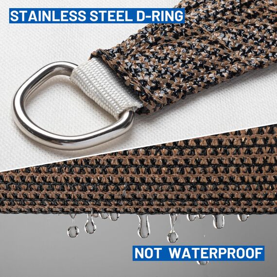 Sunlax, Sonnensegel dreieckig, 6,1 m x 6,1 m x 6,1 m, braun – UV-blockierendes, atmungsaktives Sonnenschutzsegel für Terrasse und Garten