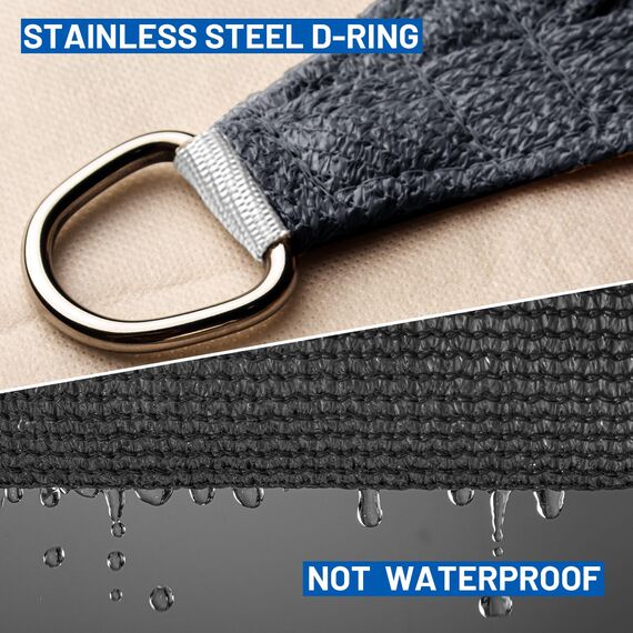 SUNLAX Sonnensegel, 2,4 x 3,4 m, Graphitgrau, rechteckig, UV-Schutz, durchlässiger Sonnenschutz, für den Außenbereich, Terrasse, Hinterhof (wir stellen individuelle Größen her)