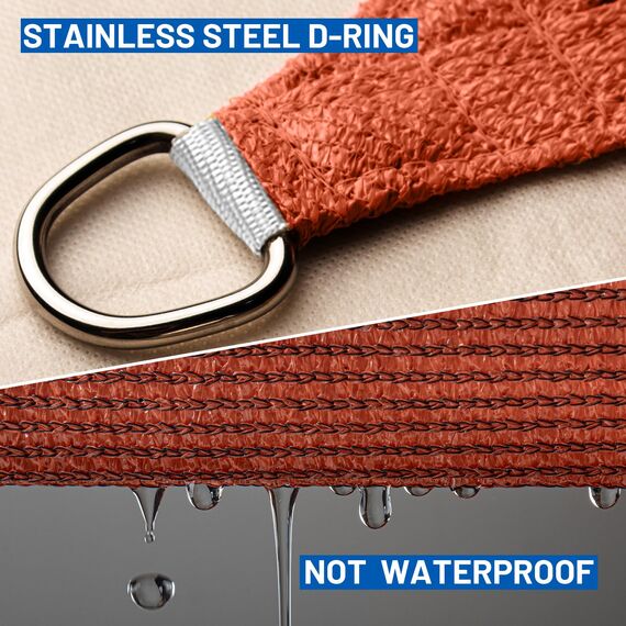 SUNLAX Sonnensegel, 2,4 x 3,4 m, rot, rechteckig, für Außenbereich, Terrasse, Pergola, Sonnenschutz, UV-blockierende Leinwandabdeckungen