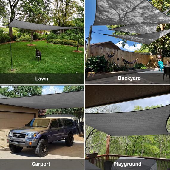 SUNLAX Sonnensegel, 2,4 x 3,5 m, rechteckig, für draußen, 185 g/m², HDPE, UV-Block für Terrasse, Garten, Schattenspender