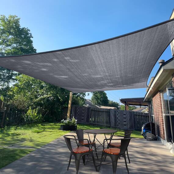 Sunlax, Sonnensegel, 3,0 m x 6,1 m – dunkelgraues rechteckiges Sonnenschutzsegel, UV-blockierend und atmungsaktiv, für Terrasse und Garten