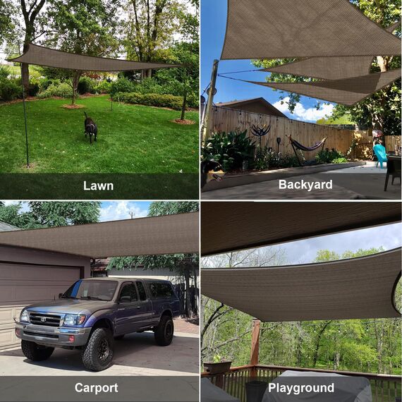 Sunlax, Sonnensegel rechteckig 2,4 m x 3,7 m, braun – UV-blockierendes, atmungsaktives Sonnenschutzsegel für Terrasse und Garten