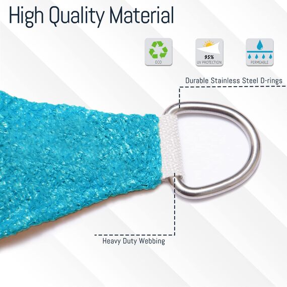 SUNLAX Sonnensegel, 30,5 x 30,5 x 30,5 cm, Türkis, gerades Alter, dreieckiges Baldachin, Sonnenschutz, Sonnensegel, UV-blockierende Canovas-Abdeckungen