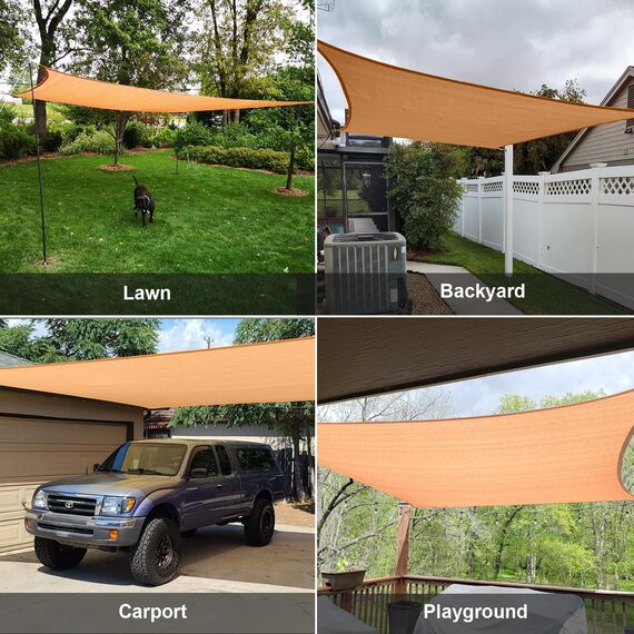 SUNLAX Sonnensegel, 3 m x 4,5 m, Pfirsichfarben, rechteckig, UV-Schutz, durchlässiger Sonnenschutz, für Terrasse, Hinterhof, Terrasse, Terrasse, Terrasse, Terrasse, Terrasse, Terrasse, Terrasse