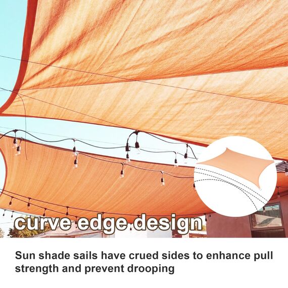 SUNLAX Sonnensegel, 35,6 x 50,8 cm, Pfirsichfarben, rechteckig, UV-Block, durchlässiger Sonnenschutz, für Terrasse, Hinterhof, Terrasse, Terrasse, Terrasse, Terrasse, Terrasse, Terrasse, Terrasse