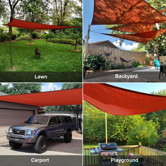 Sunlax, Sonnensegel 3,66 m × 3,66 m × 3,66 m – dreieckig, terrakottafarben, UV-blockierend, atmungsaktiv – Sonnenschutz für Terrasse und Garten