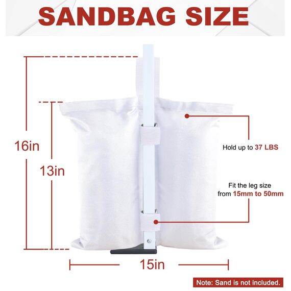 ABCCANOPY Pop up Gazebo Weight Bags Industrial Grade Heavy Duty Sand Bags for Gazebo,Patio Umbrella, Outdoor Furniture (4 Pack)