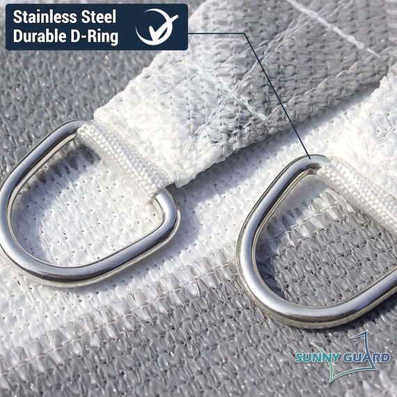 SUNNY GUARD Sonnensegel, 40,6 x 40,6 x 40,6 cm, dreieckig, grau-weiß, UV-Schutz, Sonnenschutz für Hinterhof, Terrasse, Garten, Outdoor-Aktivitäten und Einrichtungen (wir stellen individuelle Größen