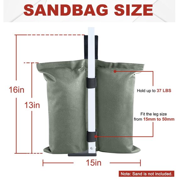 ABCCANOPY Baldachin-Gewichte 50,8 kg Pavillon-Zelt-Sandsäcke, 4 Stück (grau)