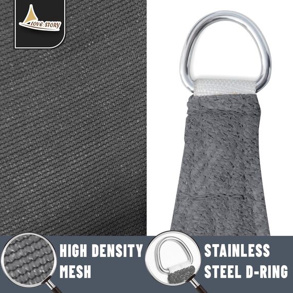 LOVE STORY Sonnensegel, rechteckig, UV-Schutz, für Garten, Hinterhof, Dunkelgrau, 50,8 x 66 cm